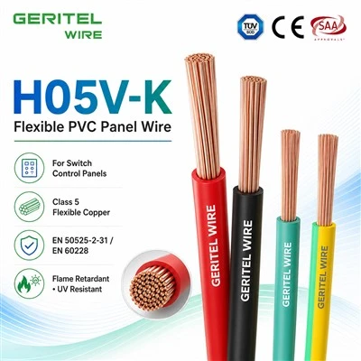 H05V-K 0.5 Mm² Wayar Panel Kawalan Konduktor Fleksibel Untuk Pendawaian Dalaman Terlindung